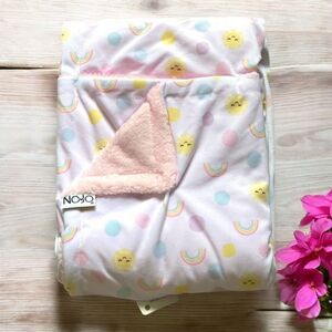 Nojo Happy Days Rainbows Sun Polka Dot Super Soft Sherpa Baby Blanket Pink 30x40